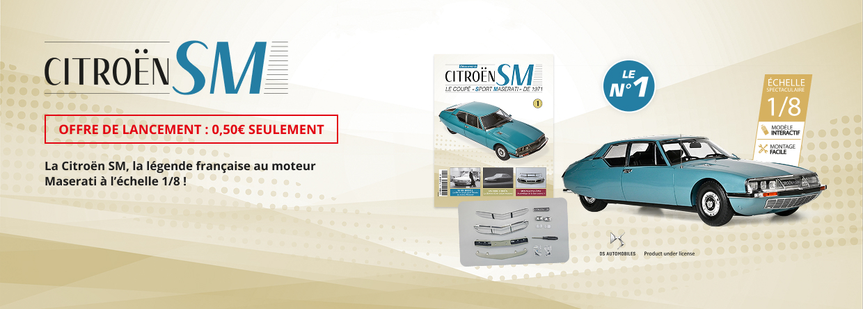 Citroën SM - Offre de lancement : 0,50€ seulement ! La Citroën SM, la légende française au moteur Maserati à l’échelle 1/8 ! Je fonce, nouvel onglet